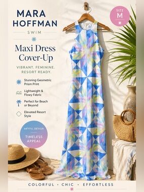 Mara Hoffman Swim Geometric Print Maxi Cover-Up Dress Size M